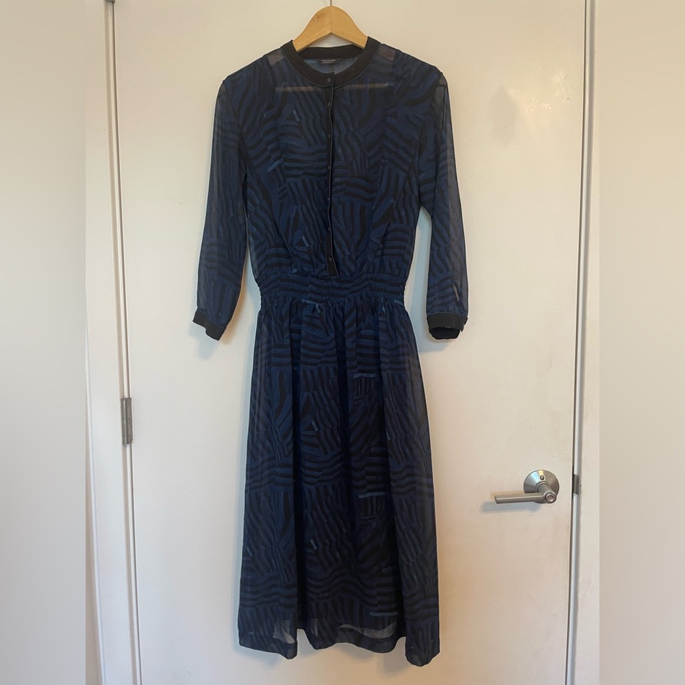 Scotch & Soda Navy Patterned Long Sleeve Dress